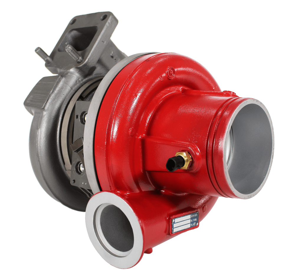 Red diesel turbocharger rebuilt by Big Sky Balancing
